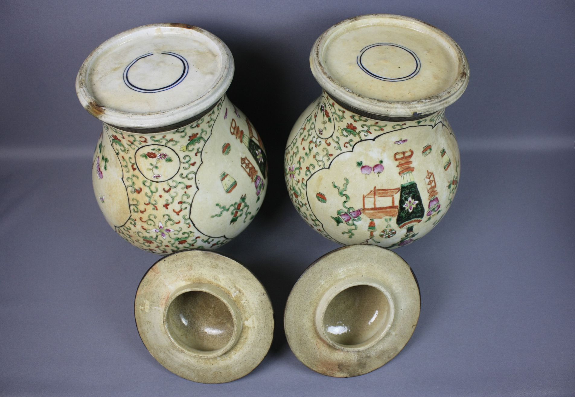 033 Chinese Porcelain – A Pair of 19th Century Famille Rose Jars