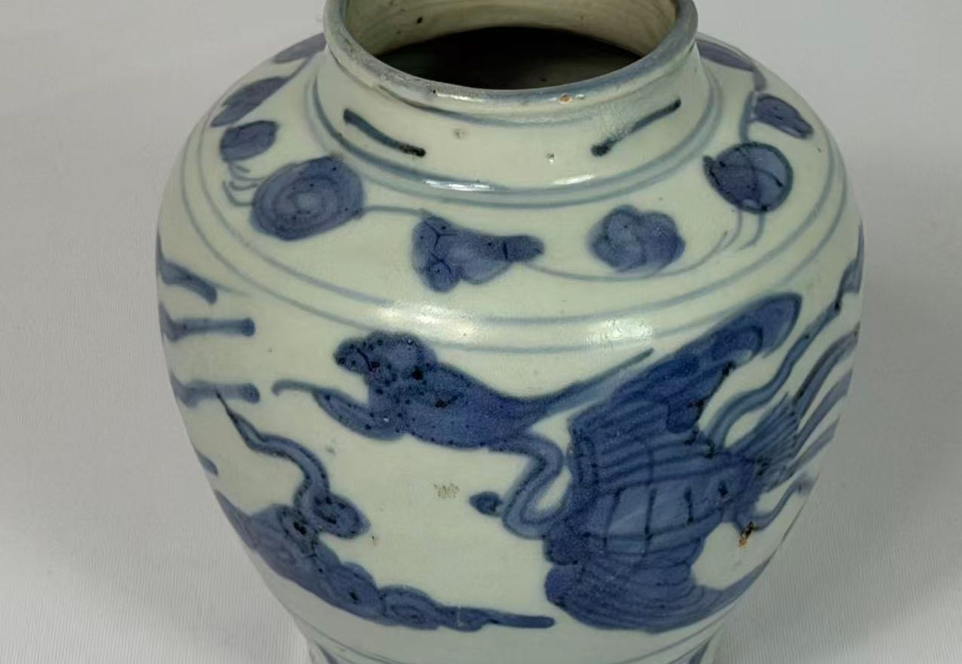 016 Wanli-periode blauw-witte pot met fenixdecor, Ming-dynastie