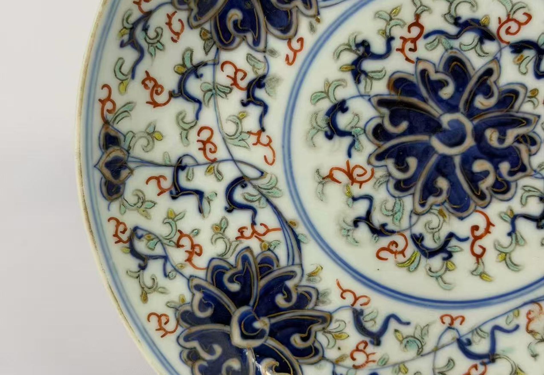 009 Late Qing Dynasty Chinese Doucai Floral Dish