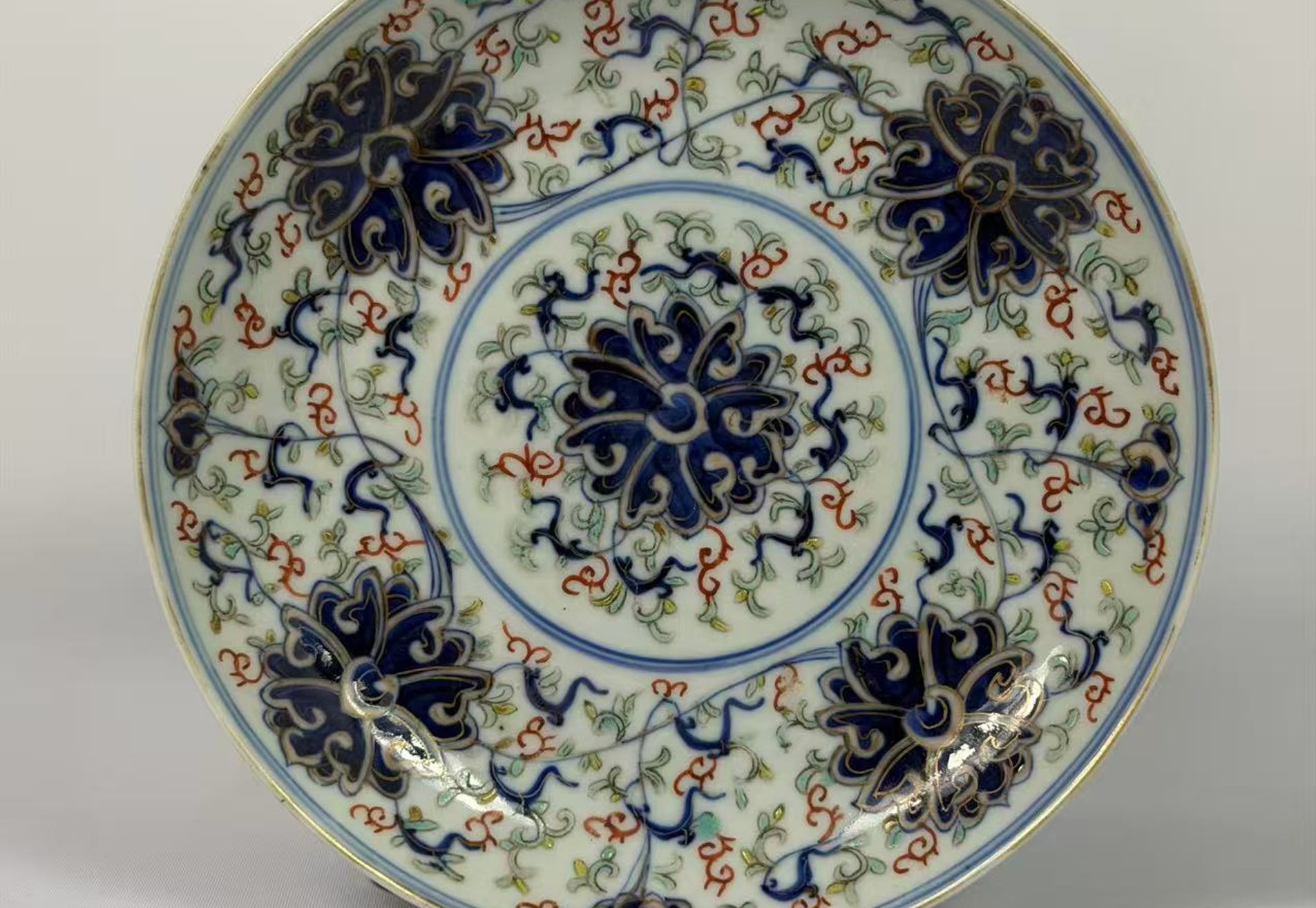 009 Late Qing Dynasty Chinese Doucai Floral Dish